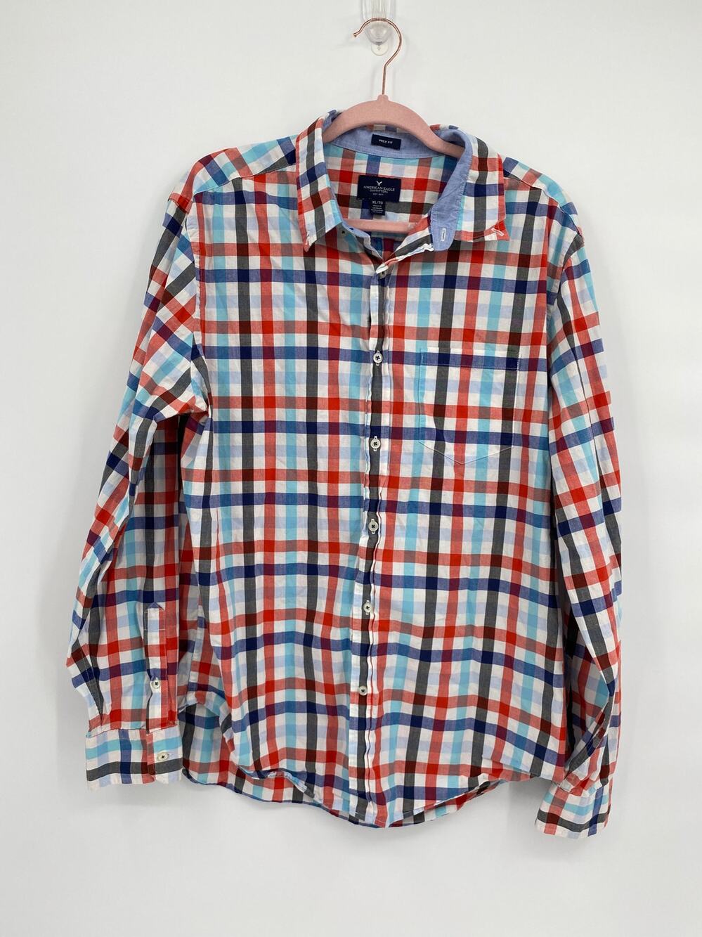 American Eagle Outfitters Check Prep Fit Button Front Long Sleeve Shirt Size XL